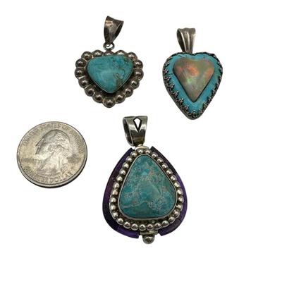 Sterling Jewelry - Three Turquoise Pendants