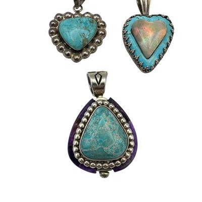 Sterling Jewelry - Three Turquoise Pendants