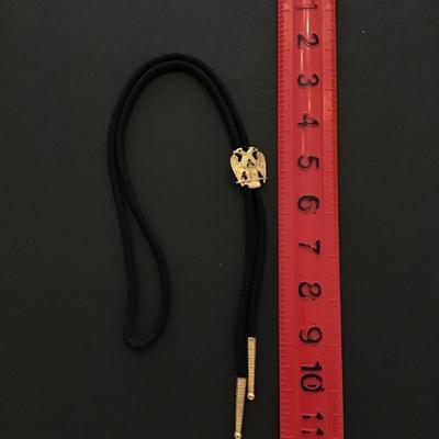 Vintage Gold tone masonic, 32 double headed eagle pendant, bolo tie