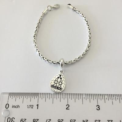 Very nice Silvertone friends charm bracelet. Very nice quality.