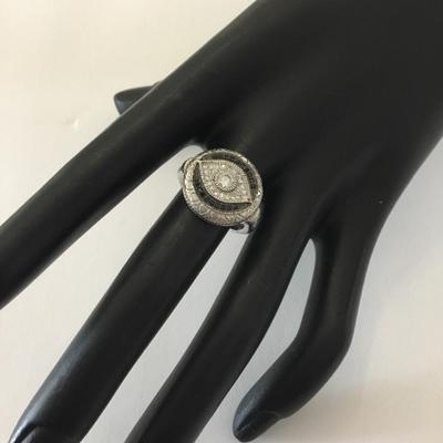 Beautiful 925 sterling silver crystal rhinestone all seeing eye fashion ring