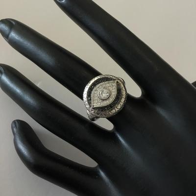 Beautiful 925 sterling silver crystal rhinestone all seeing eye fashion ring