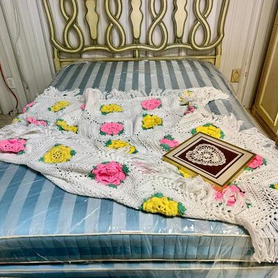 Furniture - Double Bed and Chest w/afghan and picture