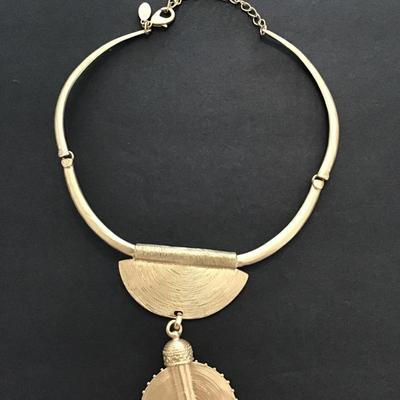 Polished gold tone, Chicos, choker style necklace