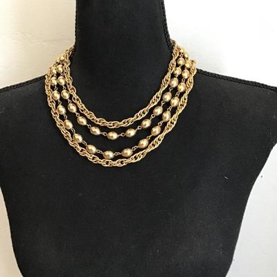 Vintage, gold tone, trio necklace