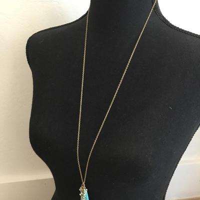 Beautiful turquoise or foe turquoise stone pendant necklace very beautiful very nice
