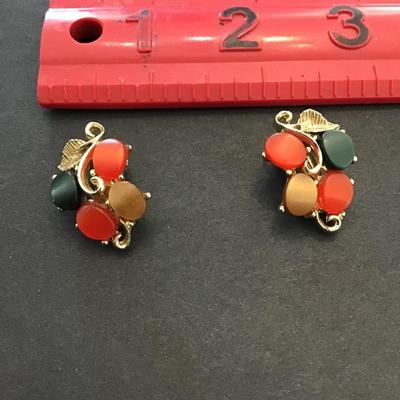 Vintage gold tone, multicolor, fashion, statement earrings