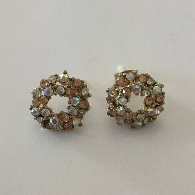 Beautiful, vintage, multicolored crystal stud earrings