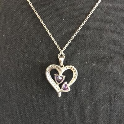 Beautiful 925 sterling silver and rhinestone heart pendant, necklace, crystal rhinestone silver