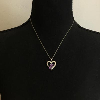 Beautiful 925 sterling silver and rhinestone heart pendant, necklace, crystal rhinestone silver