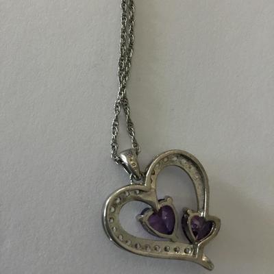 Beautiful 925 sterling silver and rhinestone heart pendant, necklace, crystal rhinestone silver