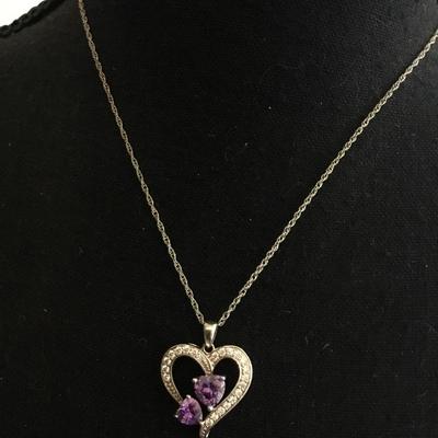 Beautiful 925 sterling silver and rhinestone heart pendant, necklace, crystal rhinestone silver