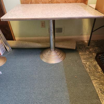 Vintage Soda Ice Cream Shop Chrome Pedestal Formica Diner Table 42x30x30