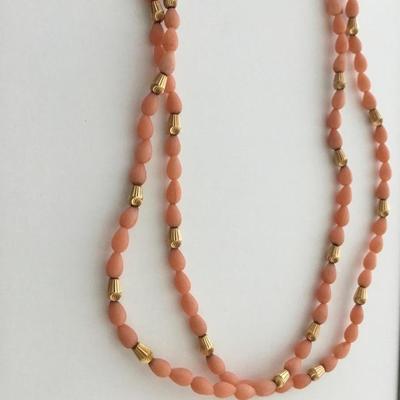 Pink vintage clasp double layer fashion necklace