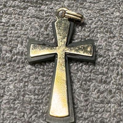 Emerald Green Glass Cabochon Celtic Cross Pendant
