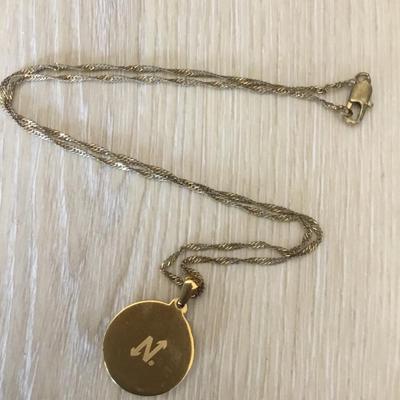 Vintage Gold tone medusa polish from creek, mythology coin symbol, protection, negative energies necklace