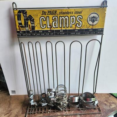 Vintage Du Page Stainless Steel Clamps Store Display Rack w Clamps
