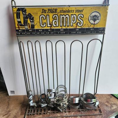 Vintage Du Page Stainless Steel Clamps Store Display Rack w Clamps