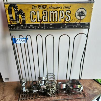 Vintage Du Page Stainless Steel Clamps Store Display Rack w Clamps