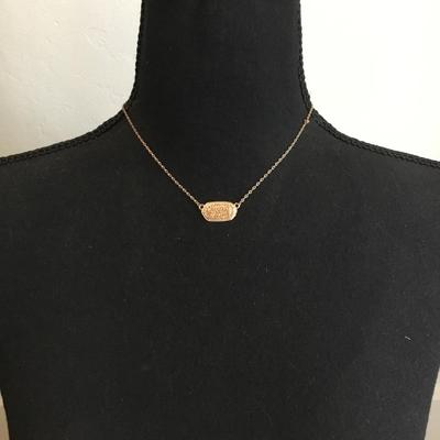 Cute rose, gold, toned, rhinestone necklace