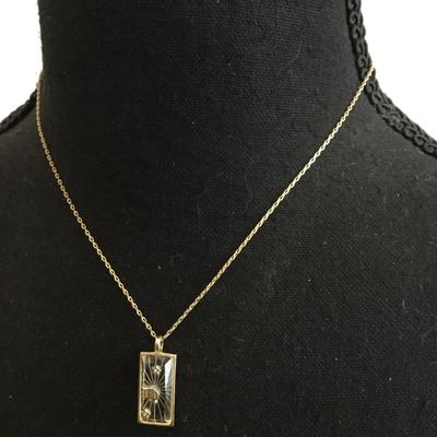 Vintage glass pendant necklace letter M on it