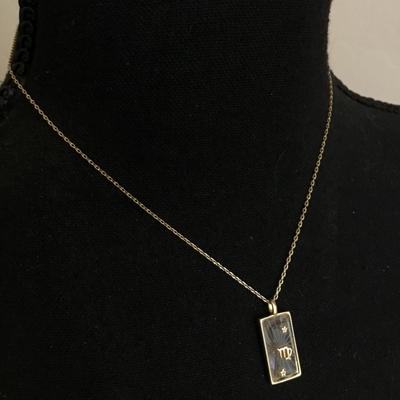Vintage glass pendant necklace letter M on it