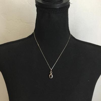 Beautiful, vintage, silver, and Garnet pendant necklace