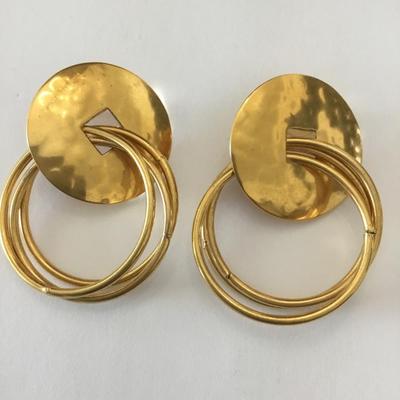 Beautiful hammered gold, toned statement earrings. Very nice