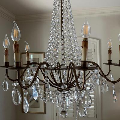 Elegant Crystal Chandelier with Bronze Finish, 8-Light