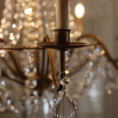 Elegant Crystal Chandelier with Bronze Finish, 8-Light