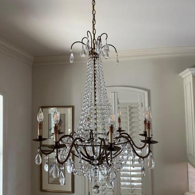 Elegant Crystal Chandelier with Bronze Finish, 8-Light