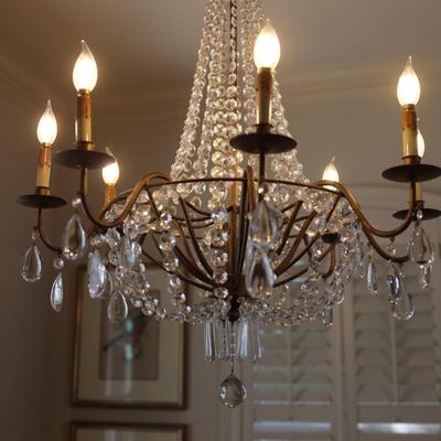 Elegant Crystal Chandelier with Bronze Finish, 8-Light