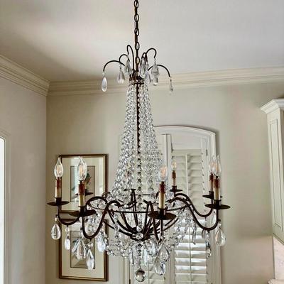 Elegant Crystal Chandelier with Bronze Finish, 8-Light