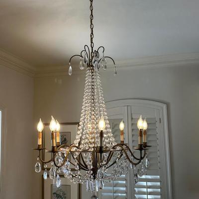 Elegant Crystal Chandelier with Bronze Finish, 8-Light