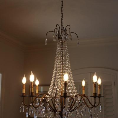 Elegant Crystal Chandelier with Bronze Finish, 8-Light