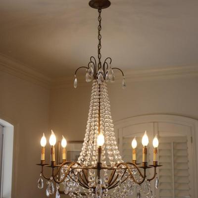 Elegant Crystal Chandelier with Bronze Finish, 8-Light