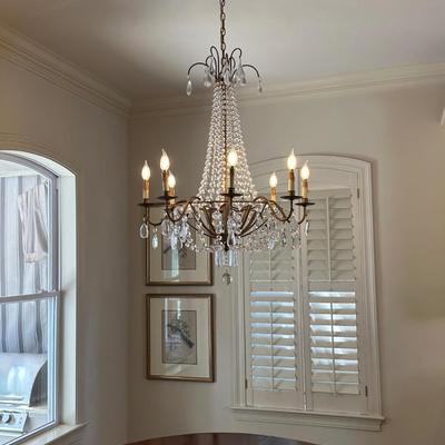 Elegant Crystal Chandelier with Bronze Finish, 8-Light