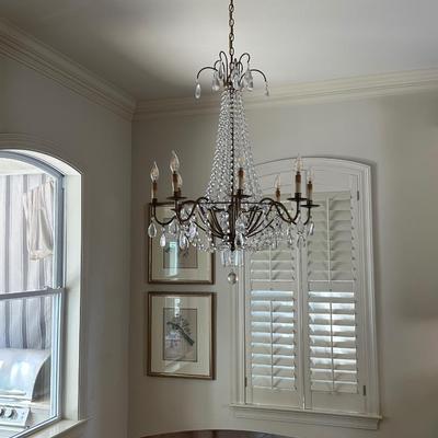 Elegant Crystal Chandelier with Bronze Finish, 8-Light