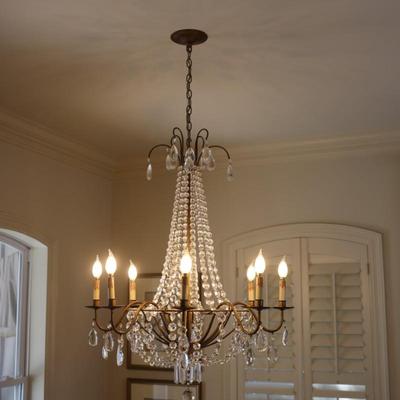 Elegant Crystal Chandelier with Bronze Finish, 8-Light