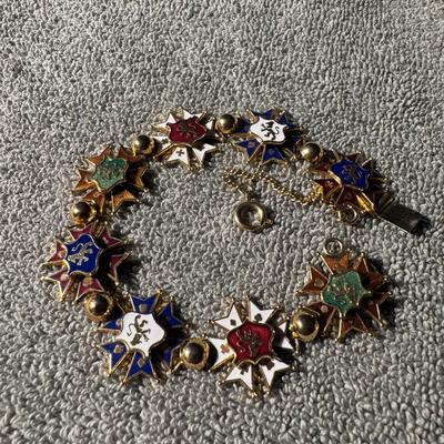 Heraldic Multicolor Enamel Shield Crest Coat of Arms Bracelet