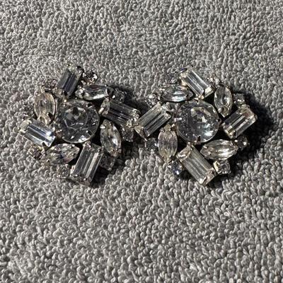 WEISS rhinestone clip-on earrings,