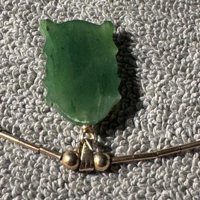 Green Jade Buddha Head Pendant / Necklace