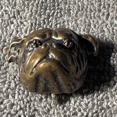 Bulldog Solid brass figurine head brooch