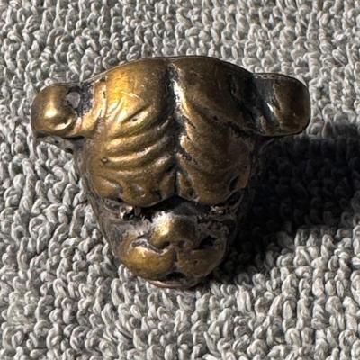 Bulldog Solid brass figurine head brooch