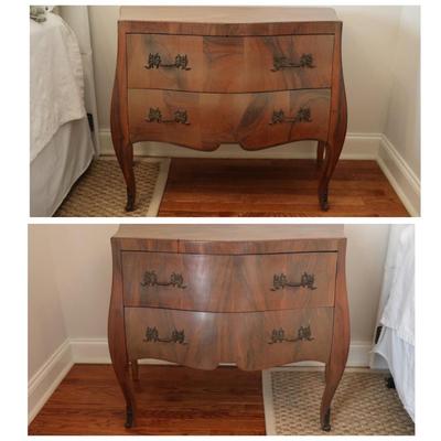 Pair of French-Style Two-Drawer Curved Chests