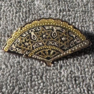 DAMASCENE fan brooch, from Spain