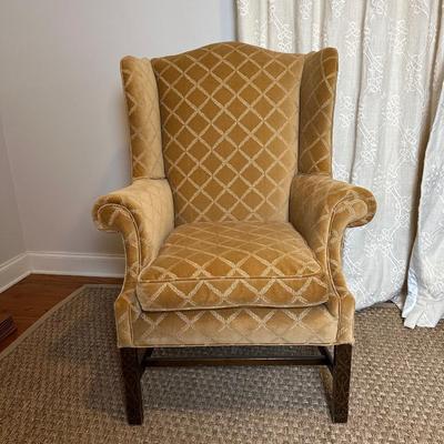 Pair of Kohlmaier Wingback Chairs with Velvet Upholstery
