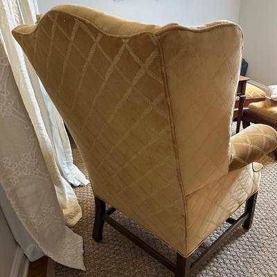 Pair of Kohlmaier Wingback Chairs with Velvet Upholstery