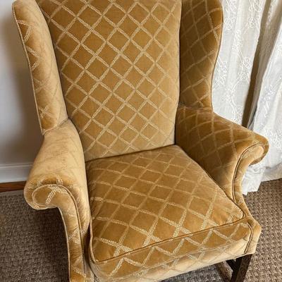 Pair of Kohlmaier Wingback Chairs with Velvet Upholstery
