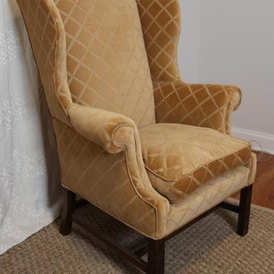 Pair of Kohlmaier Wingback Chairs with Velvet Upholstery